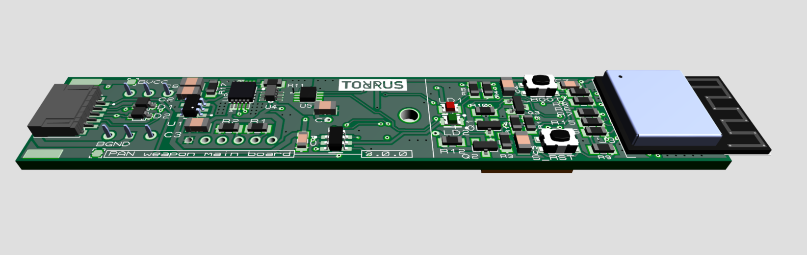 Modèle 3D d'une carte électronique avant fabrication